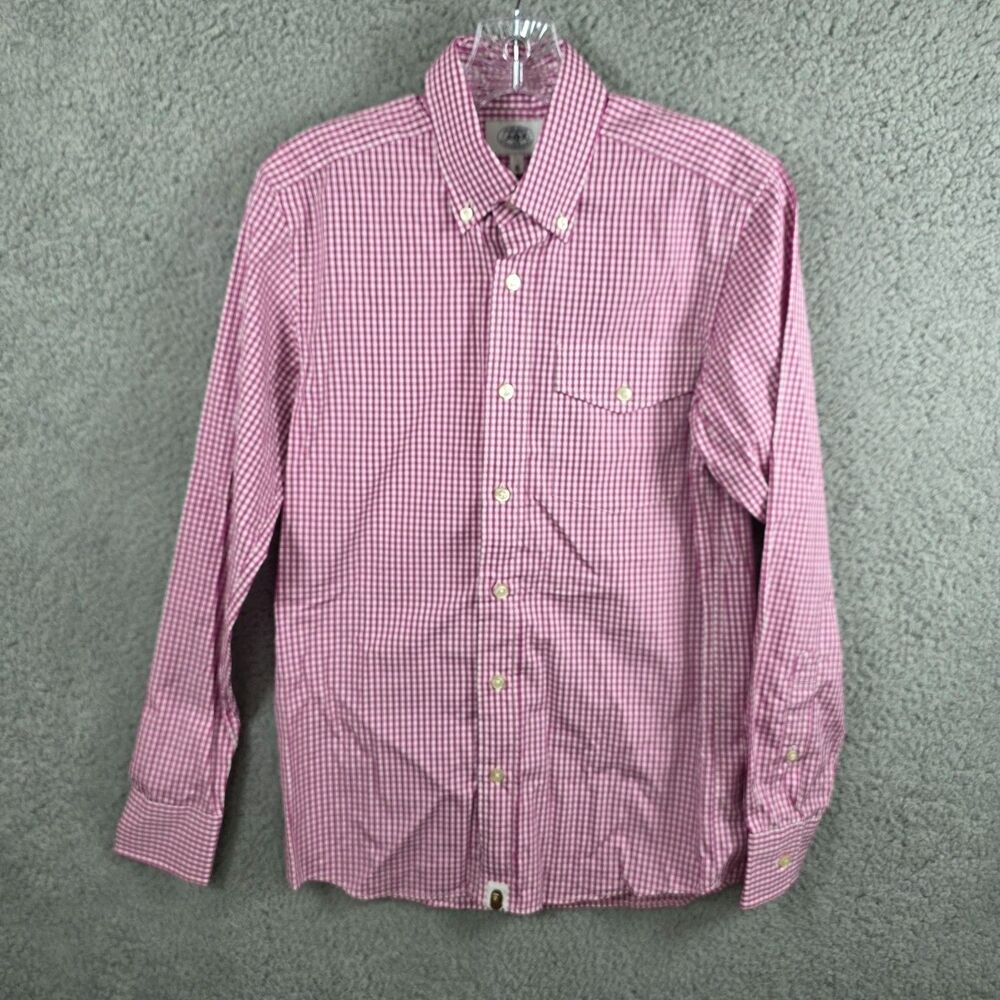 Bape A Bathing Ape Abanini Pink Check Button Down Shirt Size S